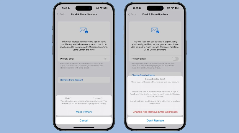 北碚苹果手机维修分享苹果 iOS 18.1 支持设置“主要”邮箱地址并更改 iCloud 邮箱 