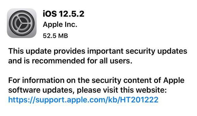 北碚苹果手机维修分享iOS12.5.2发布，建议所有老苹果用户安装 